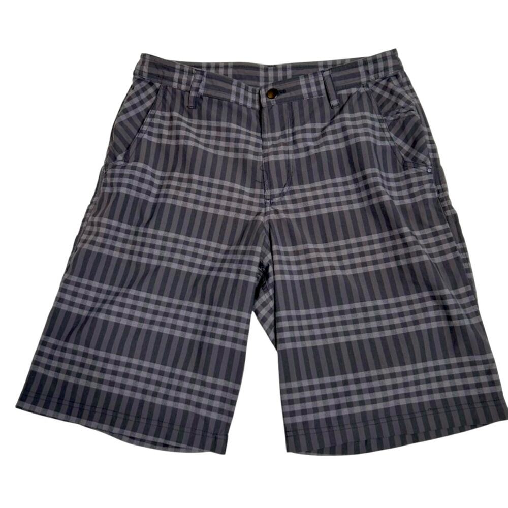 Lululemon Kahuna Shorts Golf Gray Plaid Checked Stretch 10 Inseam Men's 34